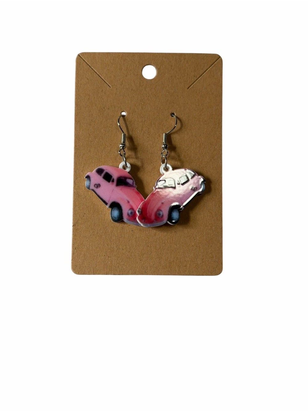Pink Vintage Car Dangle Earrings for Women